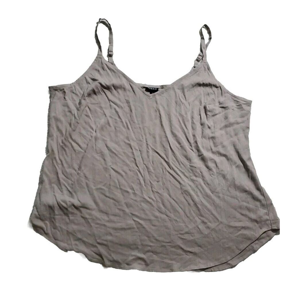 Torrid 3XL V-Neck Adjustable Strap Linen Mix? Sleeveless Taupe Boho Tank Top